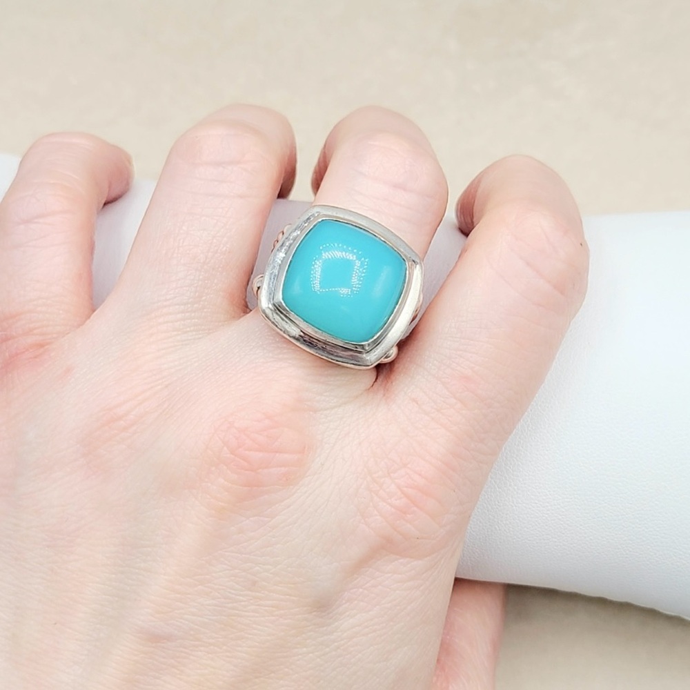 David Yurman Albion 17mm Aqua Chalcedony Ring - Picture 7 of 9